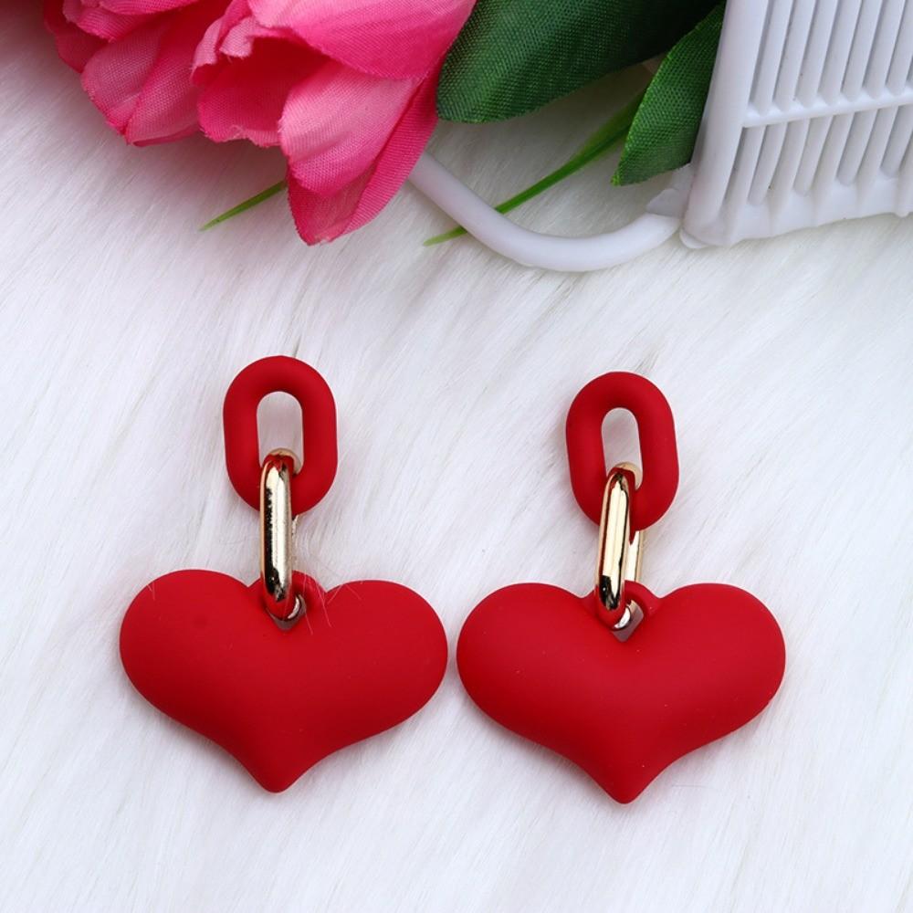 

Pinkdudu Candy Colorful Heart Shape Acrylic Earrings Simple Trendy Chain Drop Earrings Women Jewelry PD2286 M красный