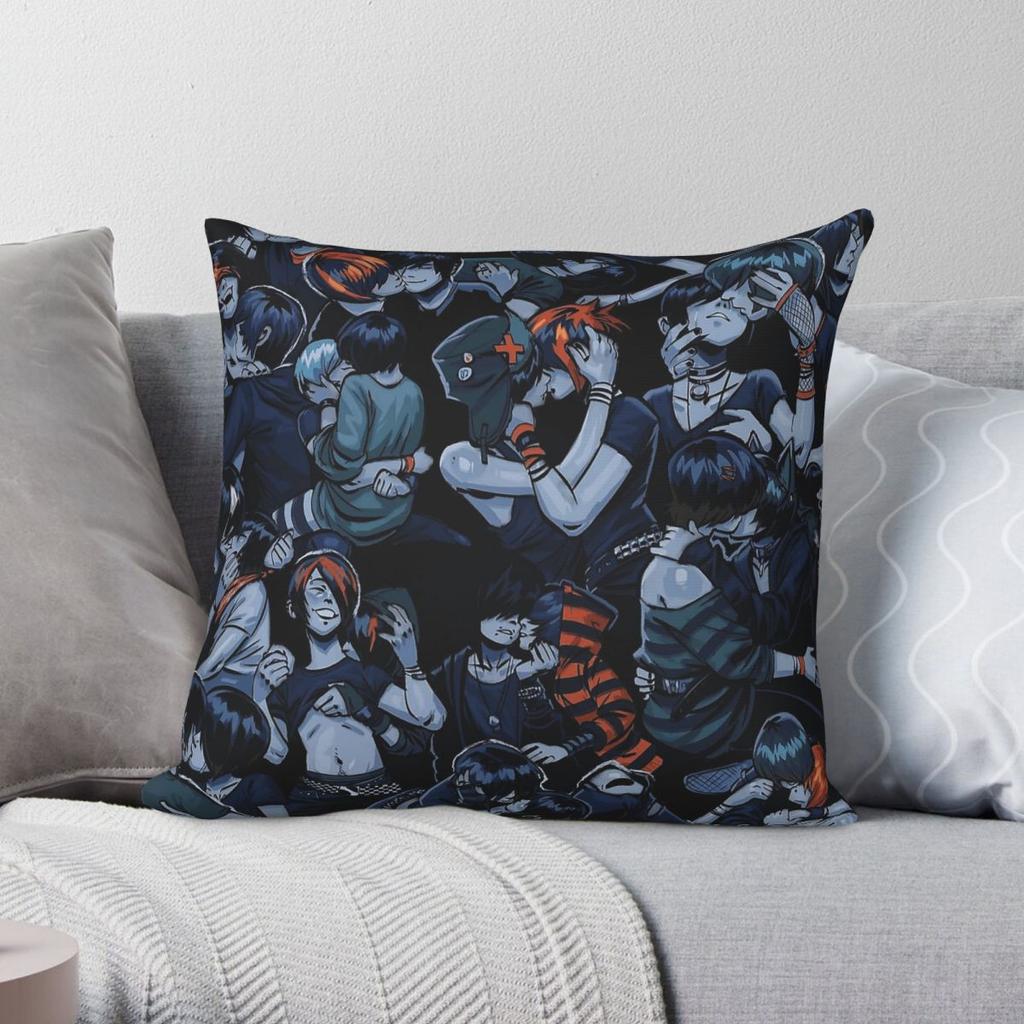 Emo Boys Kissing Square Pillowcase Polyester Linen Velvet Printed Zip Decorative Sofa Cushion Case