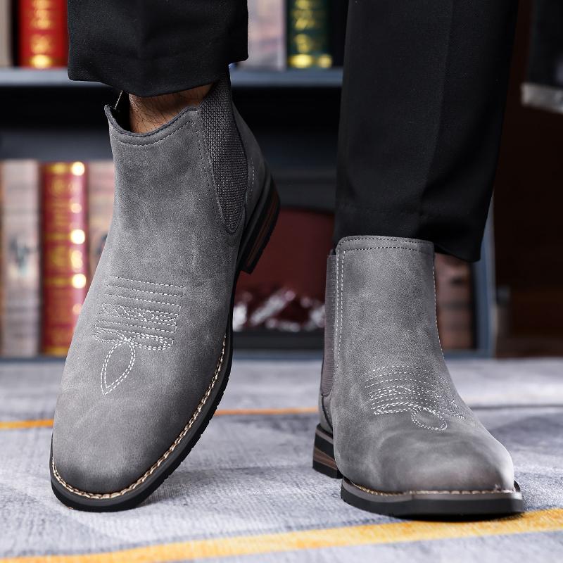 Men Large Size Chelsea Boots Faux Leather Upper Non Slip Rubber Sole Casual Dress Ankle Boots Outdoor Walking Shoes Large Size