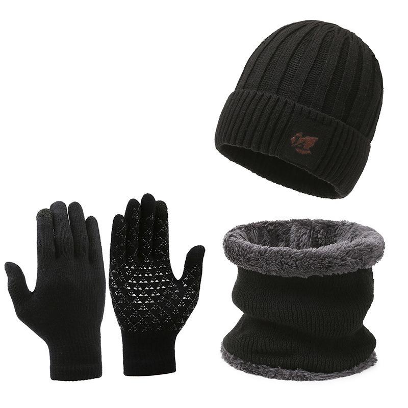 Winter Men Women Thick Beanie Hat Knitted Hat Winter Cap Beanie Female Wool Neck Scarf Cap Balaclava Mask Bonnet Hats Set