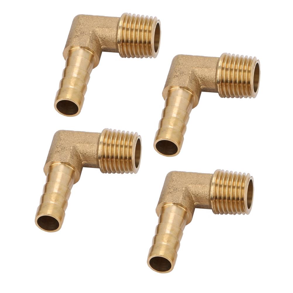 4Pcs Brass Male Thread Elbow Hose Tail Barb Connector Fitting G14" 8mm