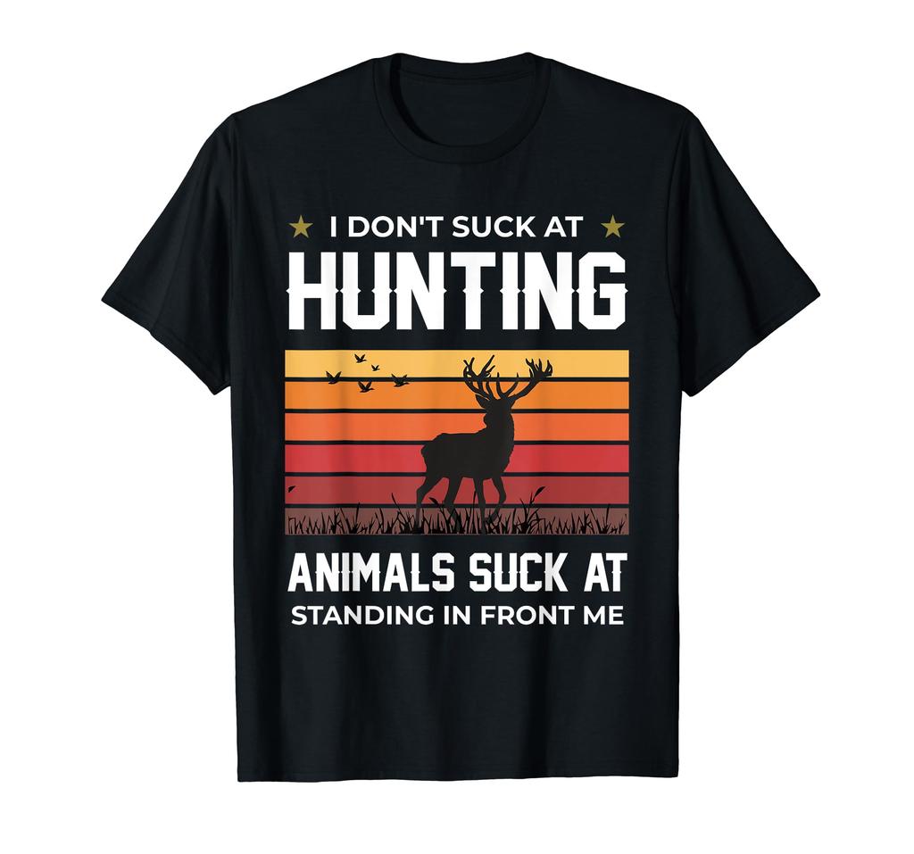 Men Clothing I Dont Suck At Deer Hunting TShirt Everyday Essential Classic Print Round Neck Short Sleeve Cotton Tshirt Unisex