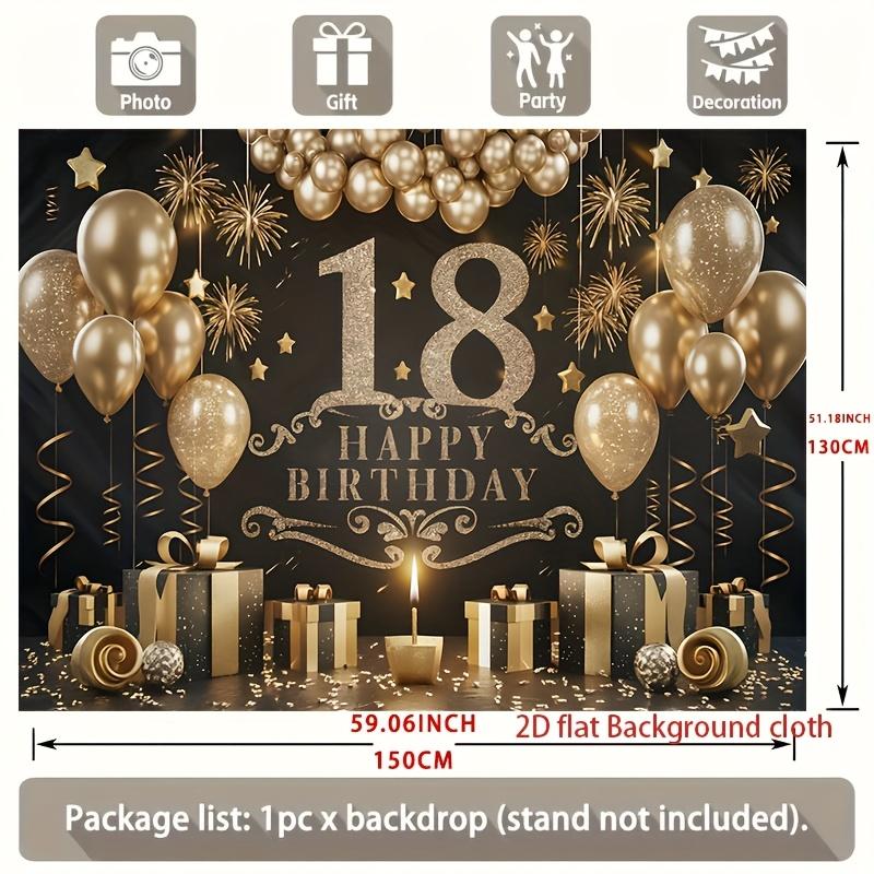 18th Birthday Party Backdrop Polyester Banner Photo Booth Decoration 96