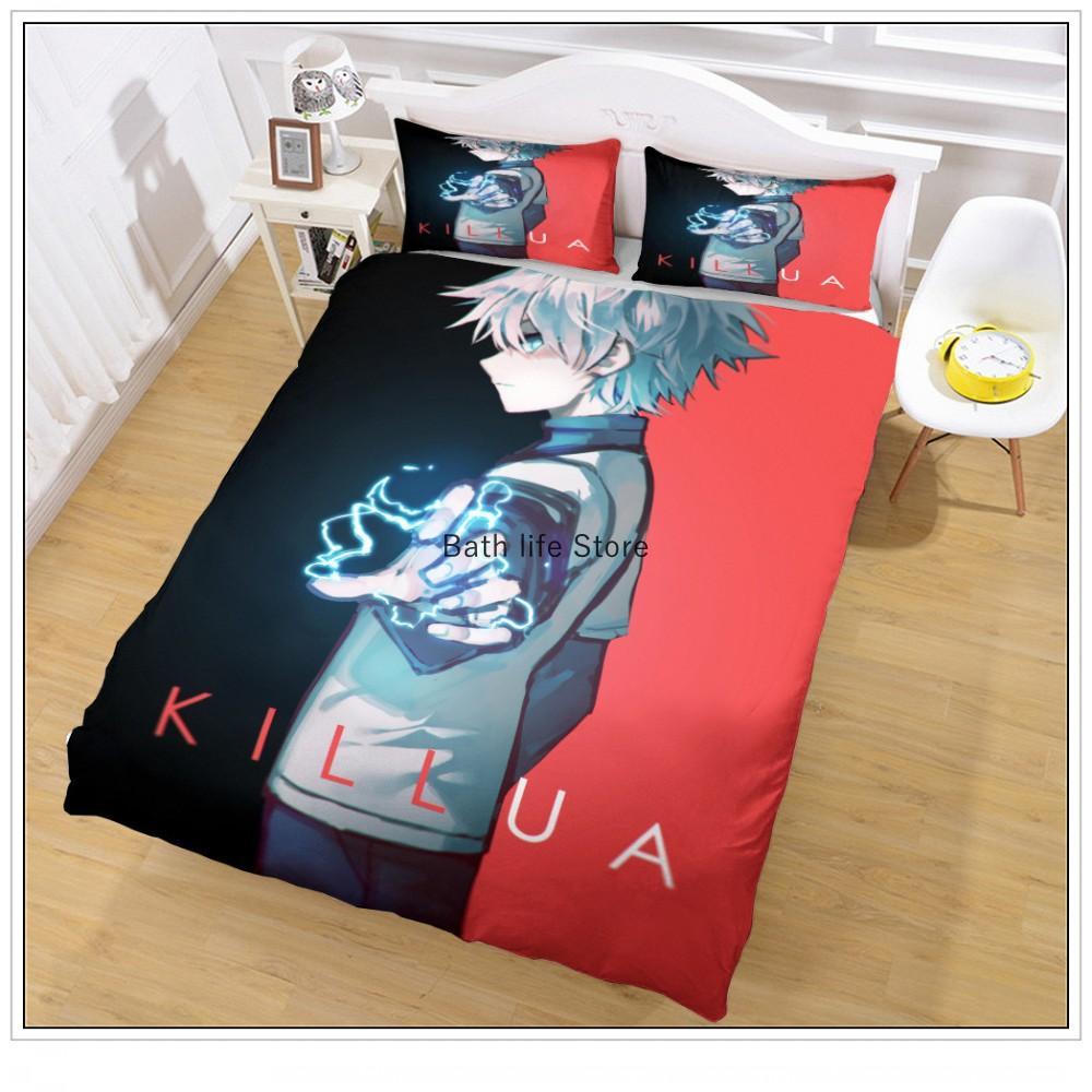 3D-Druck Anime Hunter X Hunter Bettwäsche-Set Hisoka Killua Zoldyck Charakter Cartoon Bettbezug-Set 2/3 Teile Geschenk für Kinder Jungen