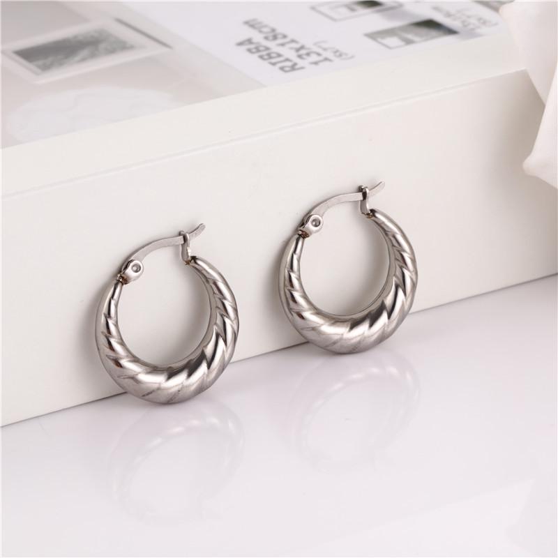 

Модные текстурированные позолоченные французские геометрические серьги из нержавеющей стали