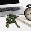 Rifle Soldier Figurine Realistic Green Soldier Statue Sculpture Metal Model Toy Home