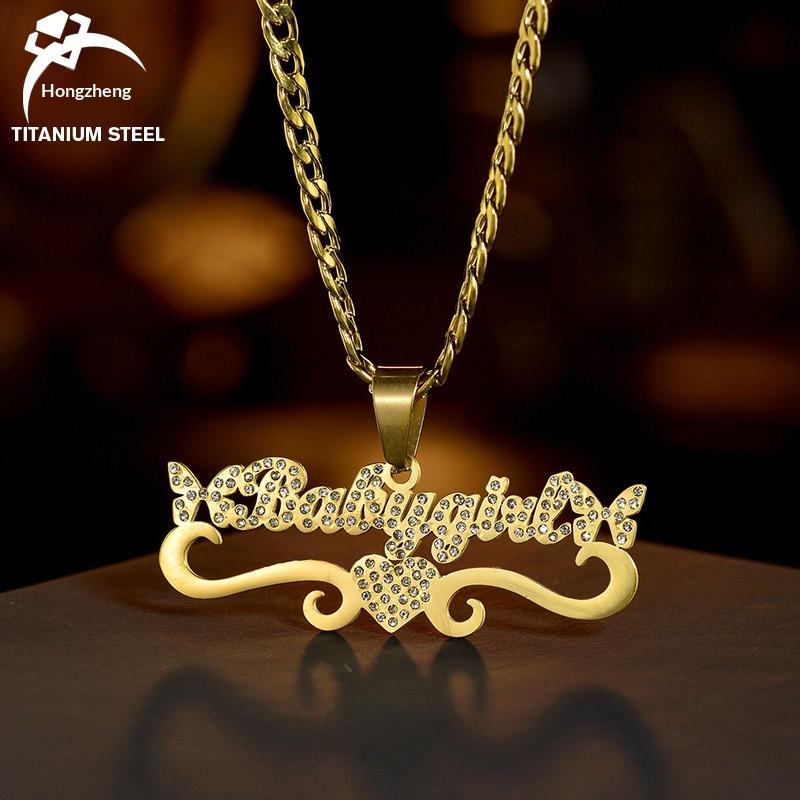 Cross-border jewelry stainless steel letter pendant personalized DIY English name zircon necklace collarbone chain Christmas gift 1 серебряный