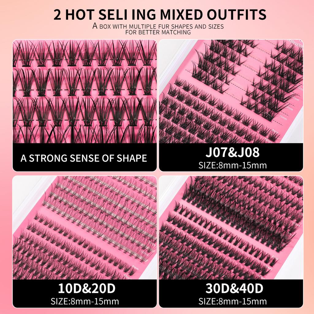 Hot Melt 30D/40D False Eyelashes 14 Rows D Curve Grafted Hair Mixed Dense Segmented Explosive Product