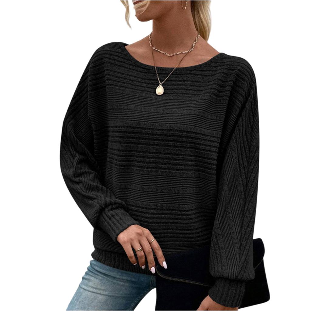 Women's Solid Color Comfortable Casual Long Sleeved Round Neck Pullover Top T-shirt For Women