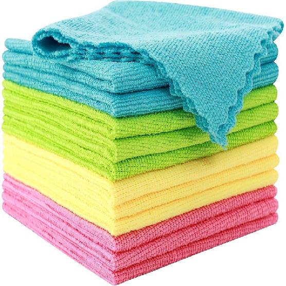 MOONQUEEN 12 Pack Microfiber Cleaning Cloth - Reusable Cleaning Rag, Fast Drying Cleaning Towels,12 X12 , Green/Blue/Yellow/Pink 12 Pack