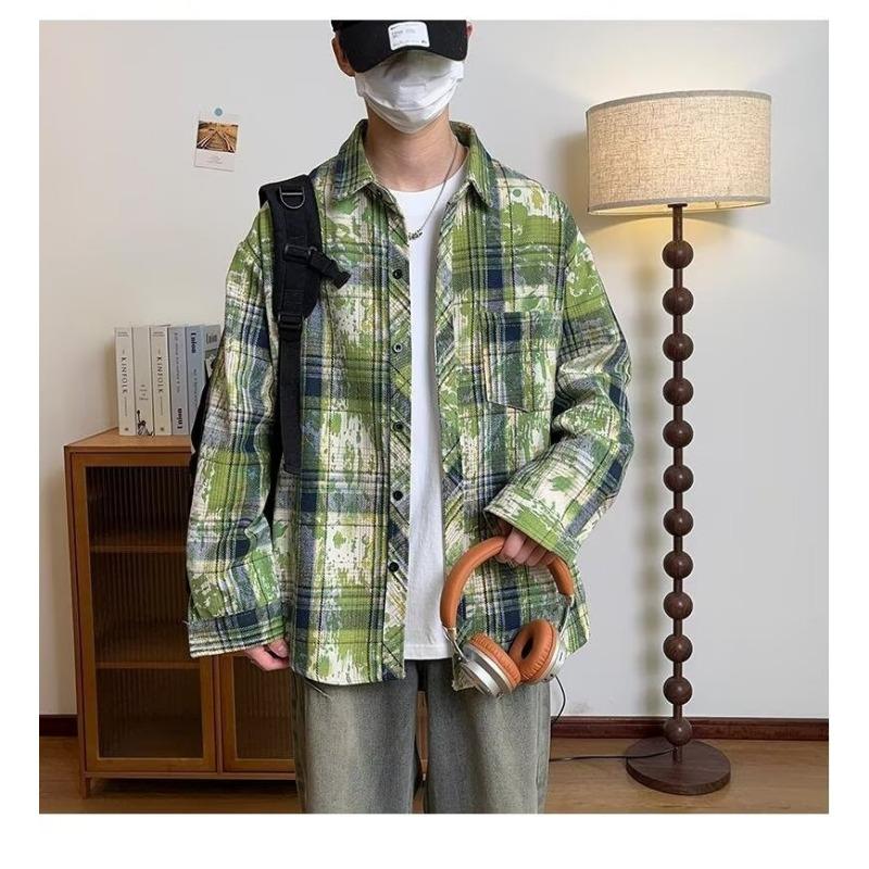 Design-designed Plaid Shirt Long-sleeved Jacket for Men's Spring and Autumn New High-end Casual Top