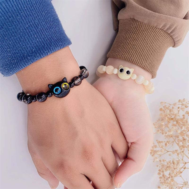 Cat Animal Beaded Bracelet for Women Men Couple Lovely Jewelry Friendship Lover Party Wedding Valentine's Day Gift