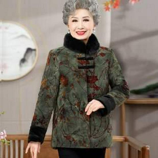 

Elderly Women s Cotton Padded Winter Jacket - Grandma Style XXXXXL зелений