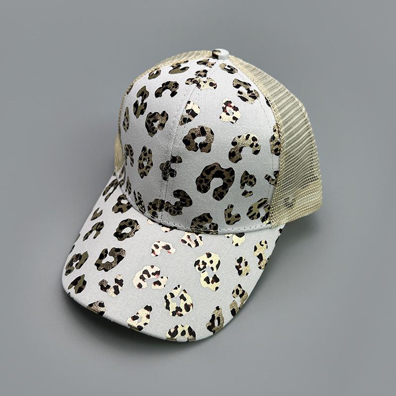 Cross Ponytail Bronzing Print Leopard Print Baseball Cap Women'S Fashion Sunshade Breathable Cap