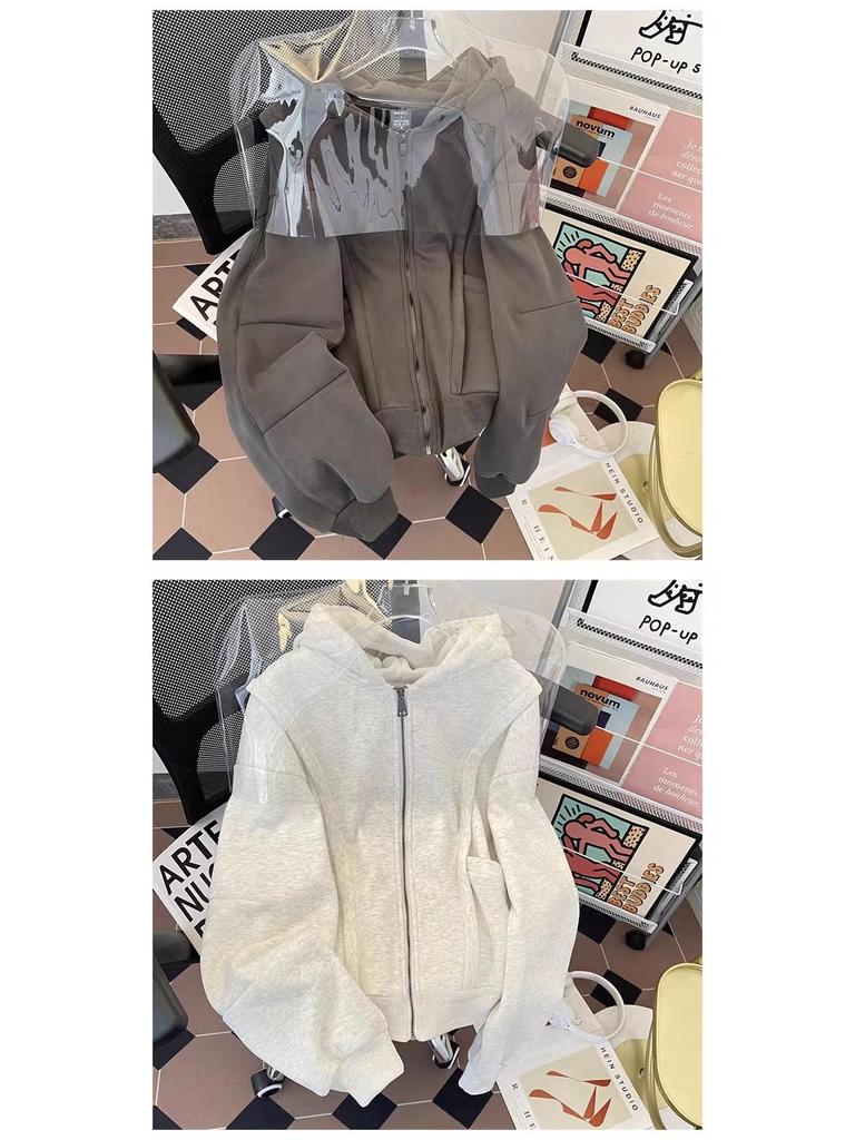 8XL Herren Schwergewicht Trendiger Amerikanischer Schnitt Dekonstruierter Cardigan Hoodie für Herbst/Winter