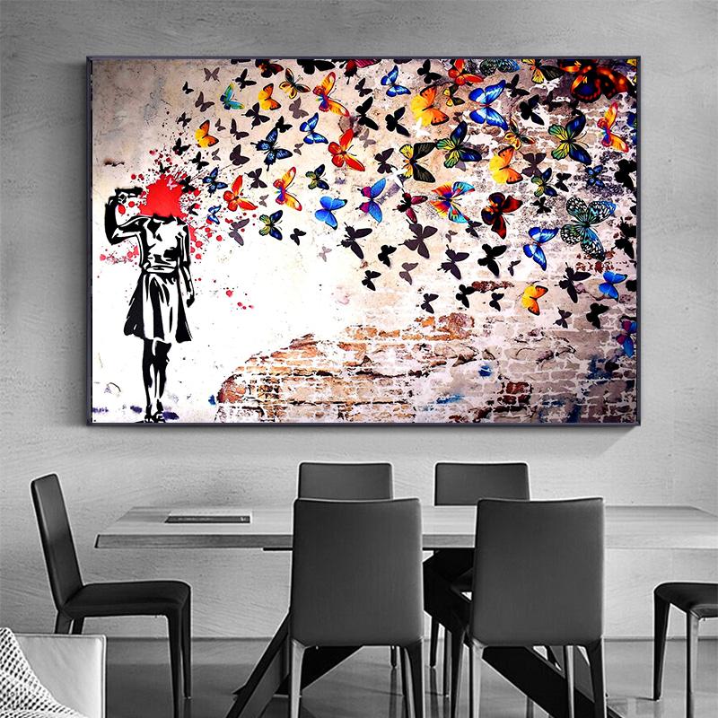 Abstract Street Art Canvas Painting My Butterfly Life Art Decoration Painting Wall Art Posters Wall Decor No Frame