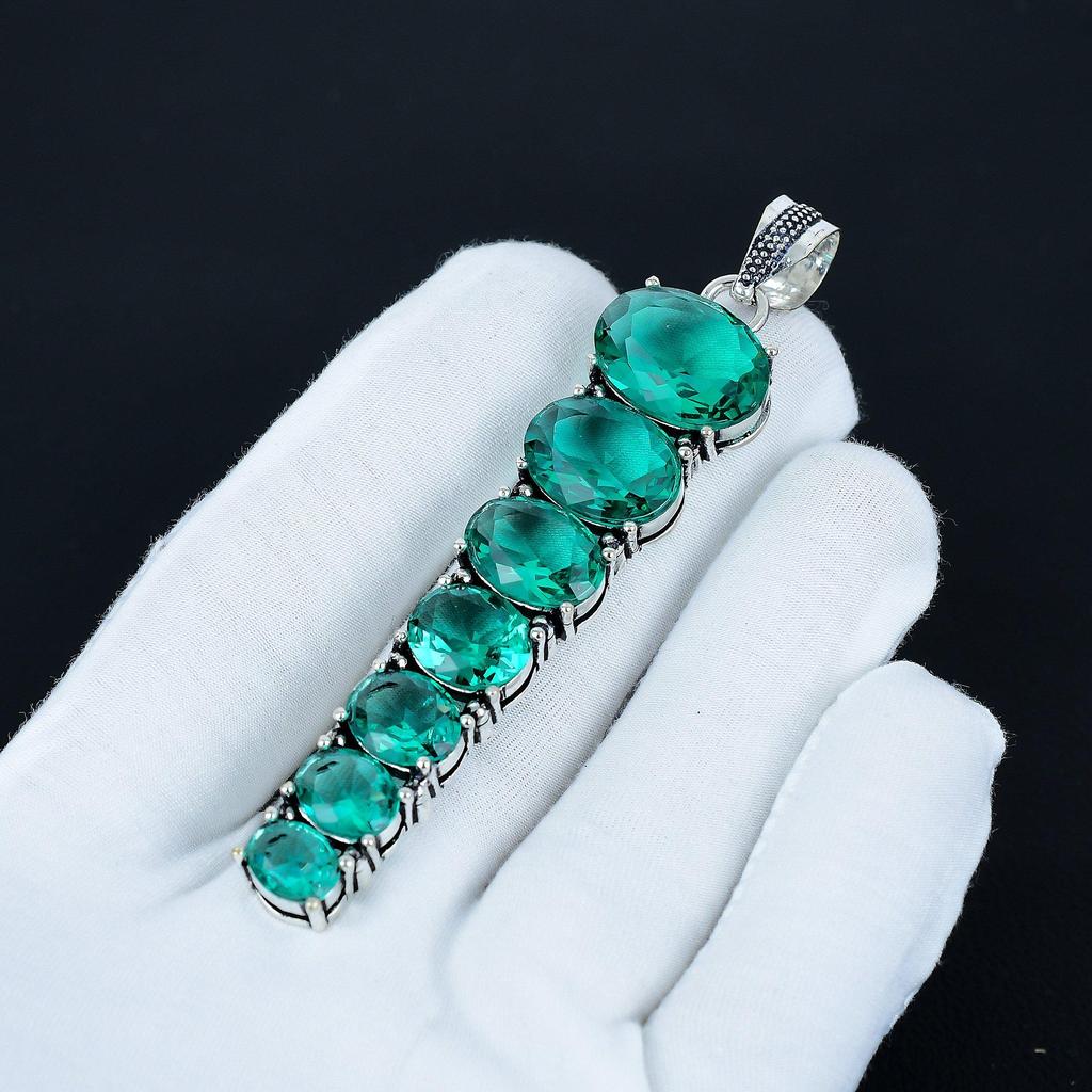 Green Apatite Pendant, 925 Sterling Silver Pendant, Handmade Pendant, Antique Pendant, Green Apatite Gemstone Pendant, Anniversary Gift