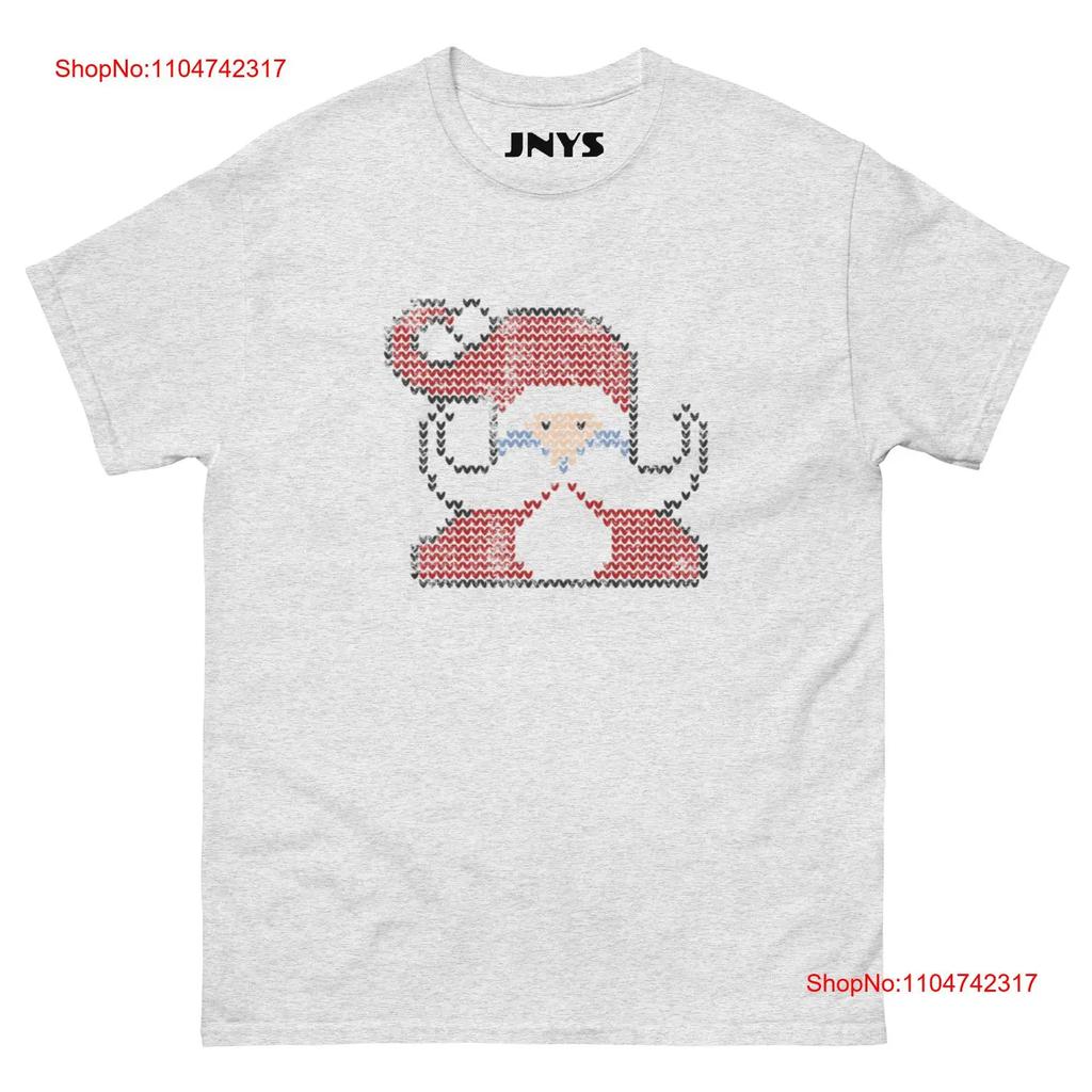 Pixelated Santa Christmas Print T shirt Vintage Style Holiday vintage Washed Versatile streetwear Stylish Breathable homme