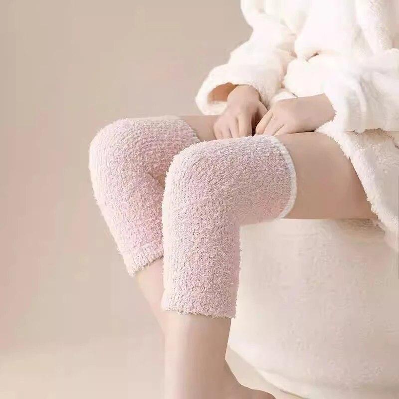 Winter Knee Protection Thickened Plush High Elasticity Leg Warm Sleeves Coral Fleece Cold-proof Soft Leg Warmer