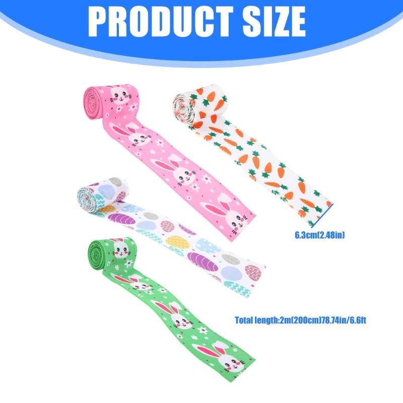 2 Pack Colorful Decorative Ribbons Easter Celebration Ribbon Polyester Texture for Easter Gift Wrapping and Home Decors
