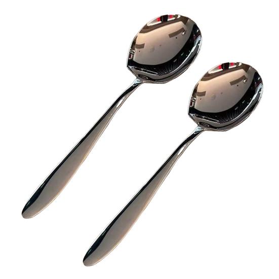 1/2Pcs Stainless Steel Spoon Ergonomic Handle Mirror Polished Design Fruit Spoon