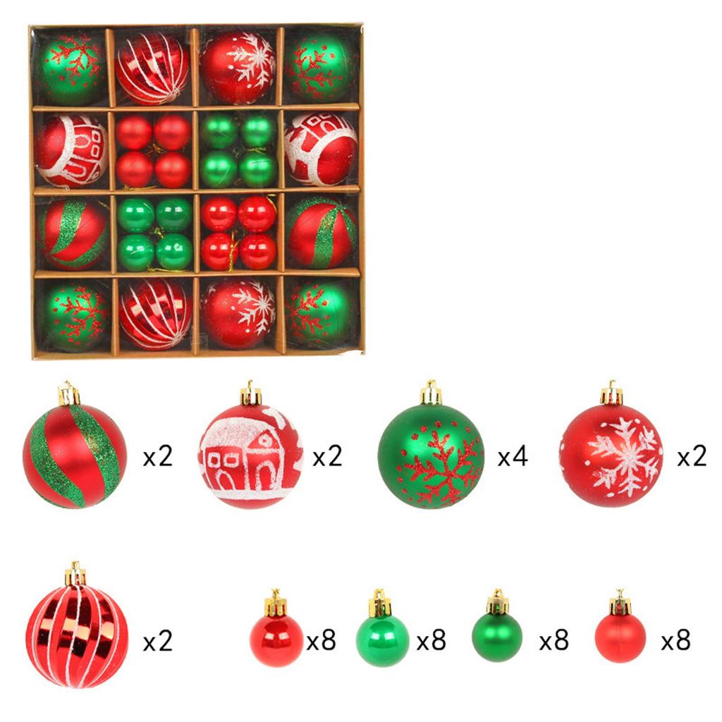 44pcs Christmas Decoration Balls Christmas Tree Hanging Balls Snowflake Balls