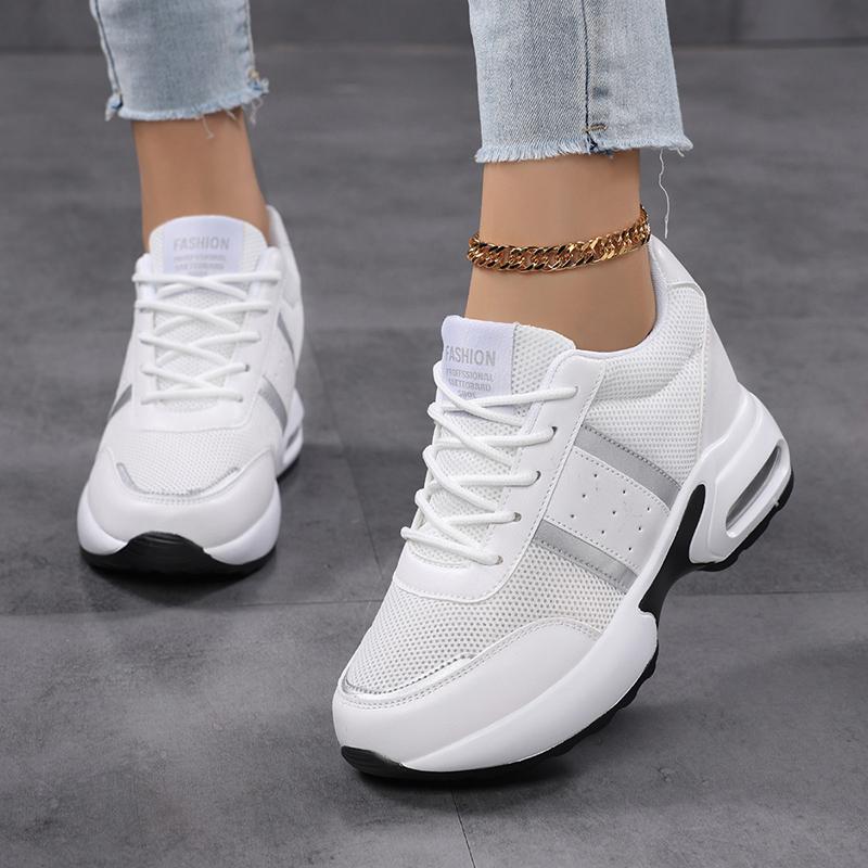 Air-cushion Platform Shoes Women's Elastic Casual Walking Shoes Invisible Height-increasing Traveling Shoes