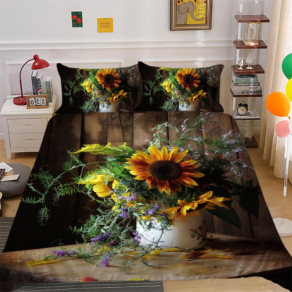 3D Flowers Printing Comforter Cover Set Twin Size Polyester Bedspreads Girl Luxury Soft Home Bedclothes