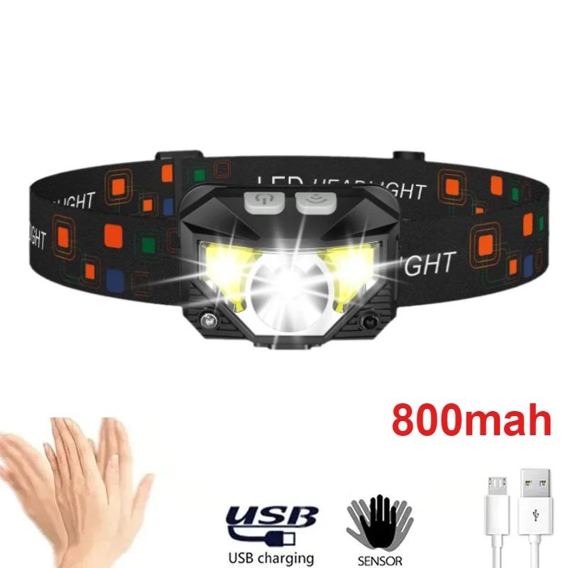 8 Modes LED Headlight Handfress Motion Sensor Powerful Headlamp Head Lamp COB Flashlight Torch Camping Fishing LED Head Light