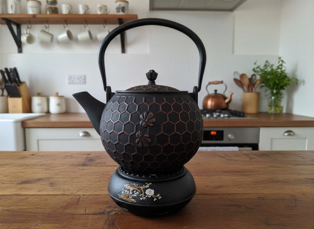 CAST IRON KETTLE 1.8L TEA INFuser + Warmer + Fork