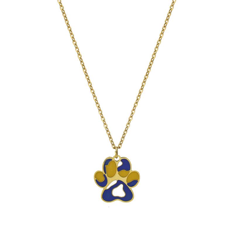 Niche Design Cute Sweetheart Cat Claw Necklace Collarbone Chain, Oil Dripping Stainless Steel Animal Footprint Pendant