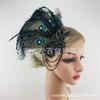 Halloween Peacock Feather Hair Clip With Rhinestones Tassel Headband Women Costume Party Wedding Photoshoot 1920s Flapper
