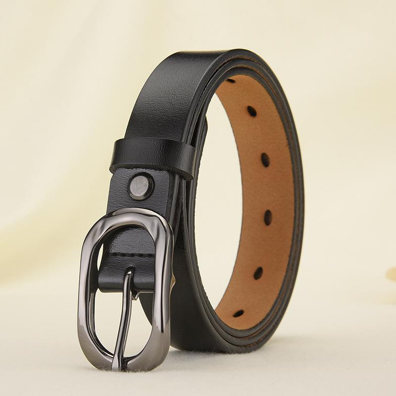 Ladies Cowhide Belt Alloy Pin Buckle Leather Belt Sun Buckle Casual Thin Belt