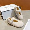 Girls' Soft-Soled Lamb Wool Outdoor Driving Shoes, Autumn/Winter 2025, with Fleece Cotton Lining, Versatile and Warm.
