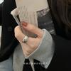 S925 Sterling Silver Croissant Plaid Ring for Women: High-End Twist Design Open Index Finger Ring