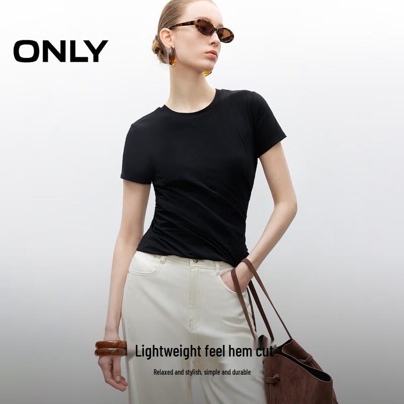 ONLY Women's Solid Round Neck Short Sleeve T-Shirt