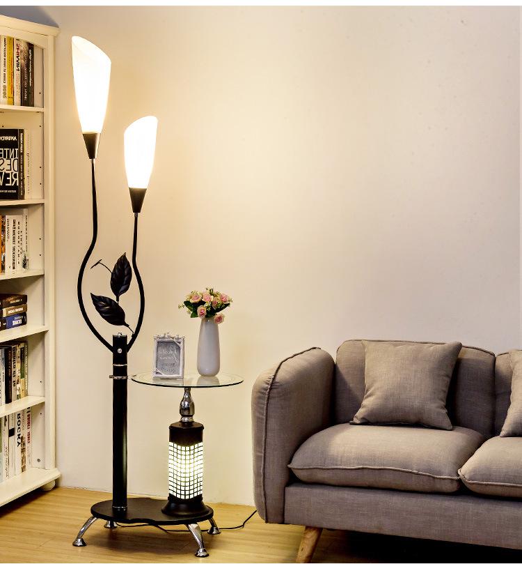 Nordic Modern Minimalist Floor Lamp with Remote Control and Coffee Table Storage for Bedroom, Living Room, or Bedside