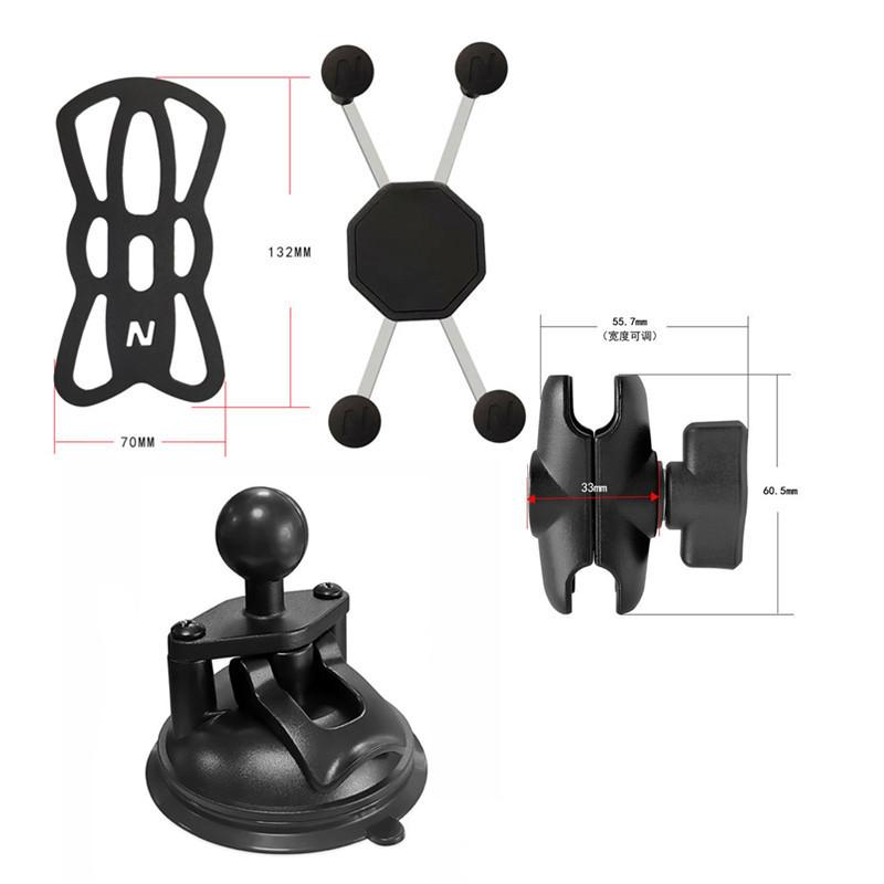 

New Phone Holder with Double socket arm and Suction Cup for Windsheild/Glass/Dashboard Mount Compatible with Ram Mount X-grip 6cm arm kit