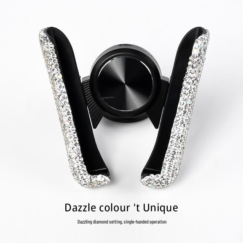 

V-образный держатель для телефона в машину с бриллиантами и гравитационным сенсором для воздуховода и консоли