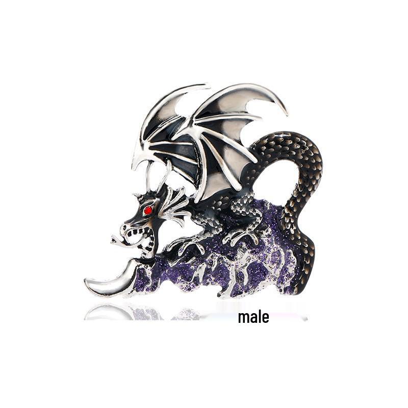 Retro Drip Oil Cartoon Dragon Brooch - Men's Suit Pin Accessory