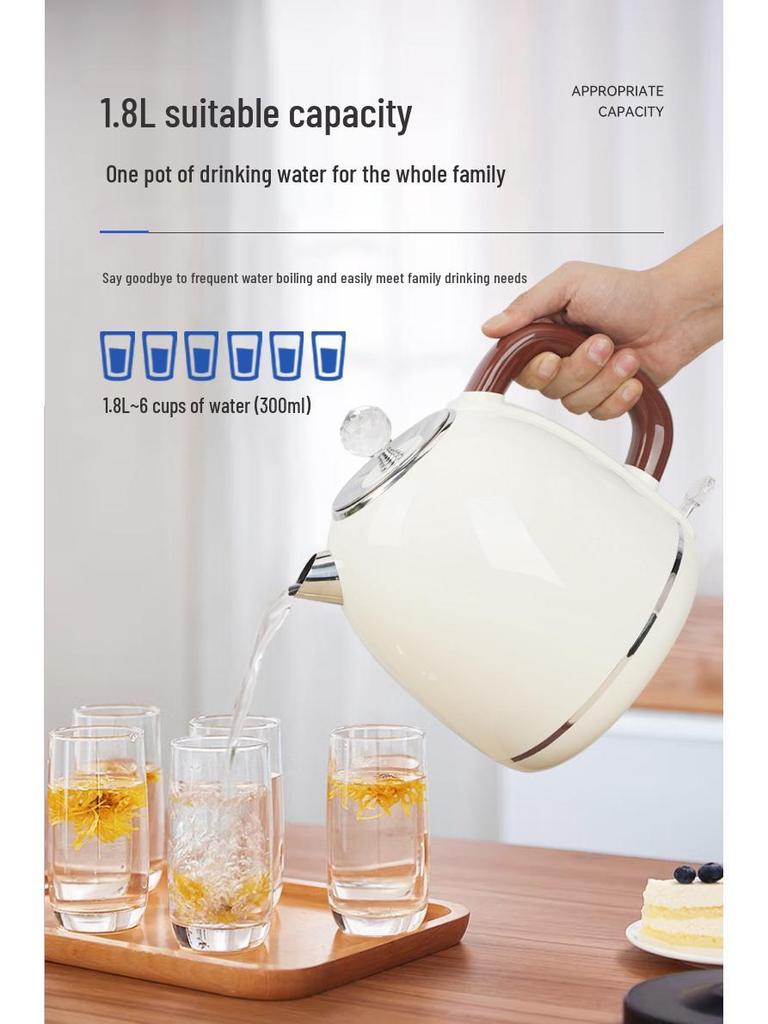 Yoda Retro Electric Kettle - European Standard, 304 Stainless Steel, Double-Layer Design for Home Use