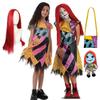 2026 Kids Girls Cosplay Christmas Eve Scary Sally Skeleton Dress Striped Halloween Dress Up Costume Dress