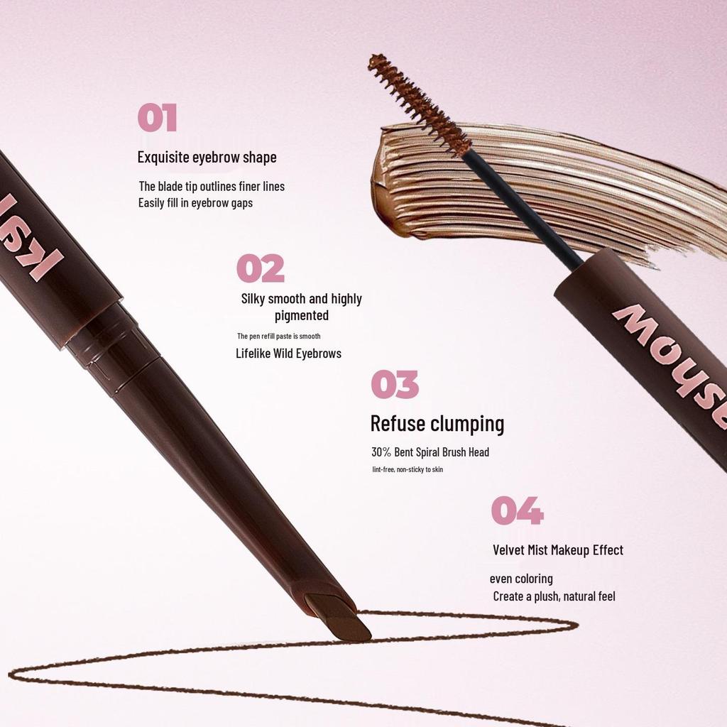 Kakashow Smooth Draw Double-Ended Eyebrow Pencil & Mascara for Long-Lasting, Natural Brow Effect