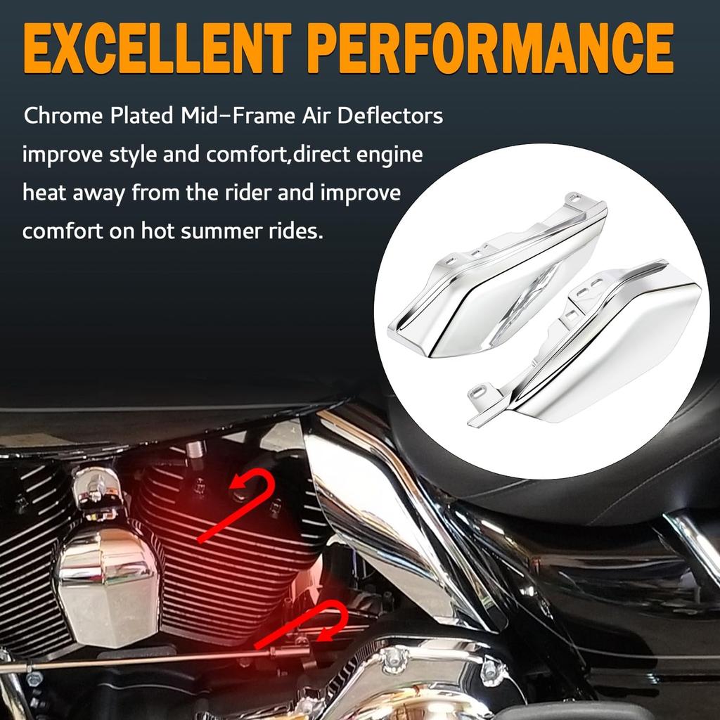PBYMT Mid Frame Air Deflectors Heat Shield Compatible for Harley Touring Road King Street Electra Glide 2009-later Also Compatible with Models