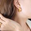 Elegant French Niche Brass C-Shaped Cheese Earrings - Non-fading, High Quality, Light Luxury
