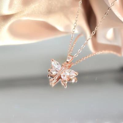 Little Dragonfly Necklace Female Titanium Steel Non-Fading Design Light Luxury Simple Versatile Temperament Model Free Girlfriend Clavicle Chain