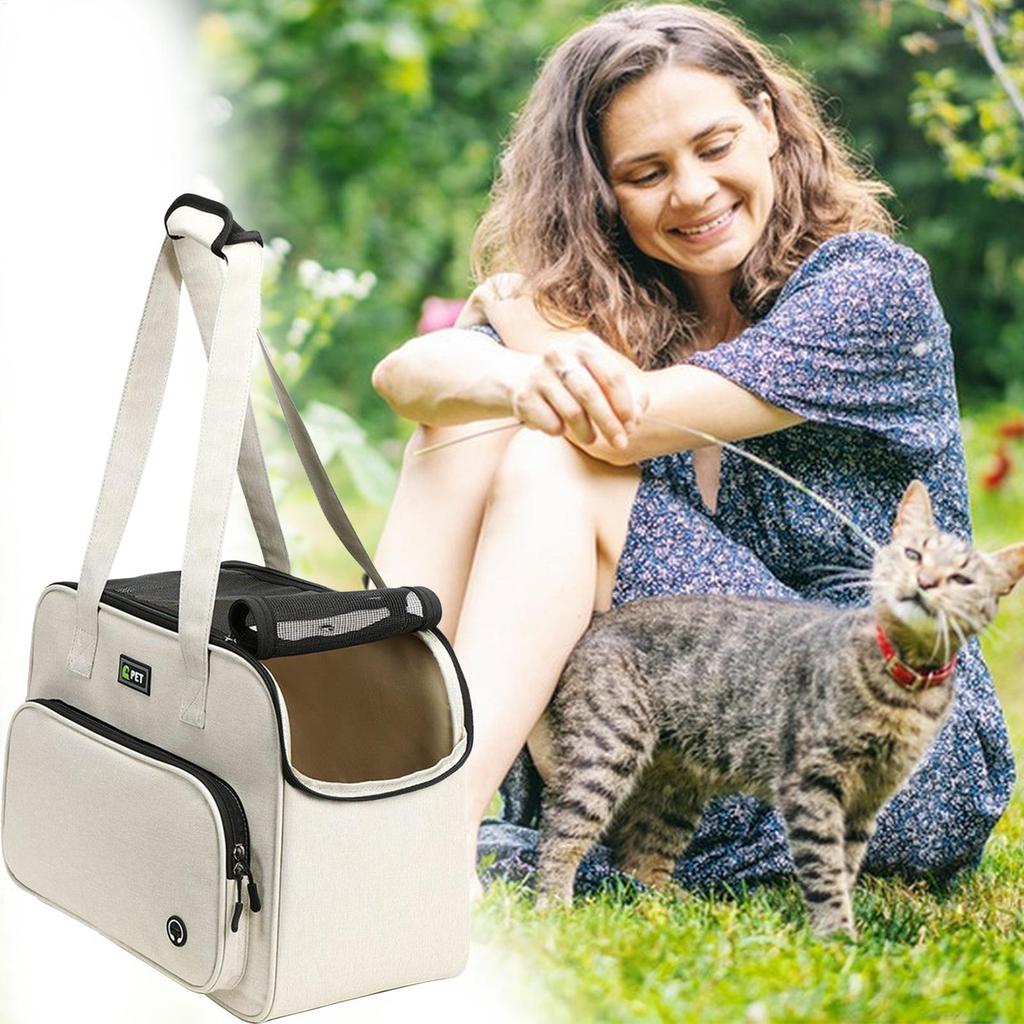 Small Dog Carrier Purse Backpack Soft Pet Sling with Large Pockets for Puppy Comfortable Cat Travel Bag for Car Rides Vet Visit