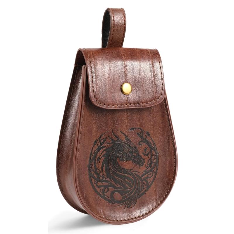 Men's Renaissances Costume Vikinges Costume Accessories Set Medieval Pirate Leather Belt Waist Bag Halloween Costumes