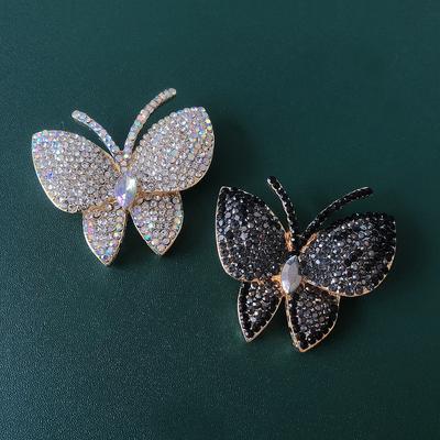 Fashion Rhinestone Butterfly Brooch Fashion Exquisite Trend Coat Pin Anti -Glare Cardigan Button Clothing Accessories