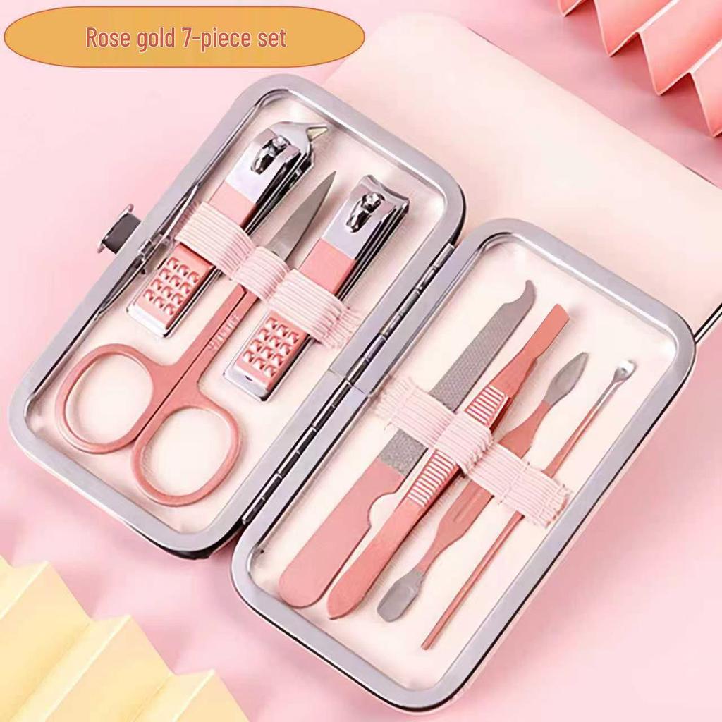 18-Piece Rose Gold Stainless Steel Manicure Set: Nail Clippers, Scissors, File & Cutter